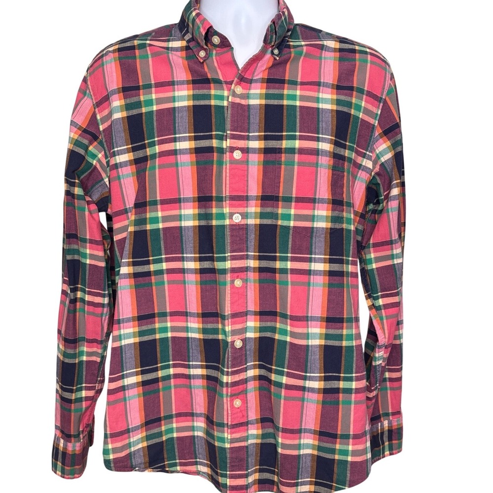 J Crew Mens Preppy Plaid Shirt‎ Tailored Slim Fit Size L Nantucket Heritage Ivy